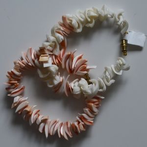 Pink and White Seashell Bracelets (set of 2)